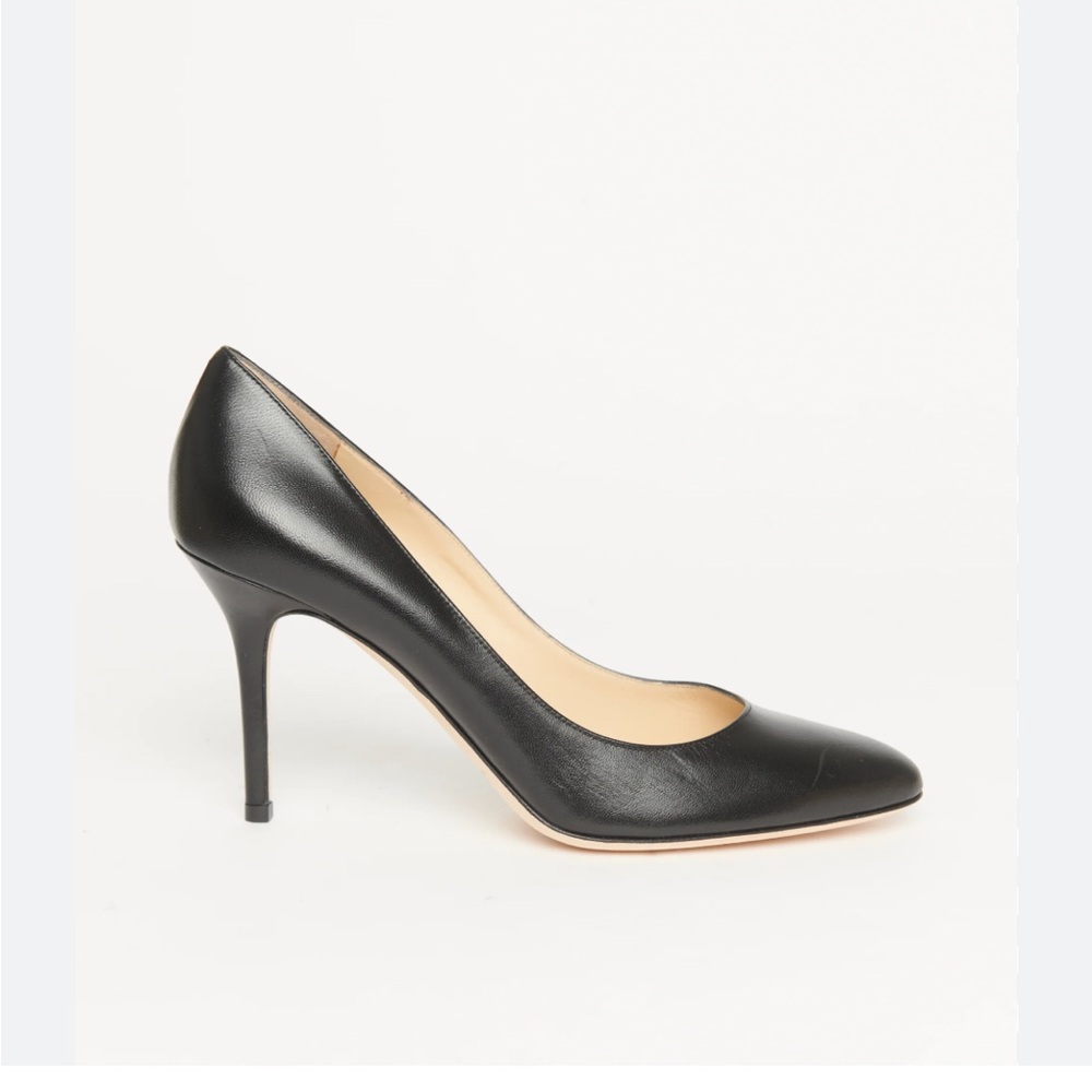 JIMMY CHOO Black Leather Kitten Heels 6